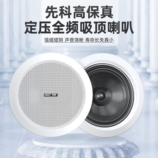 先科（SAST）X6 吸顶喇叭音响功放套装 吊顶背景音乐公共广播音箱系统 吸顶套装一拖四