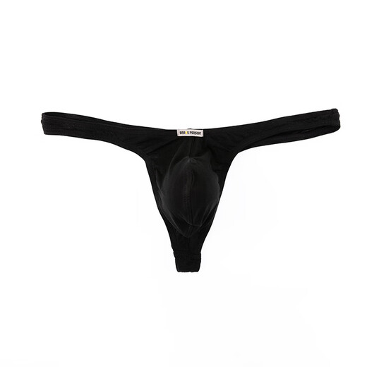 BRAVEPERSON Low Waist Sexy Modal Shorts Men's Solid Color Breathable Sports Tight Thin U-Bag Thong Black M
