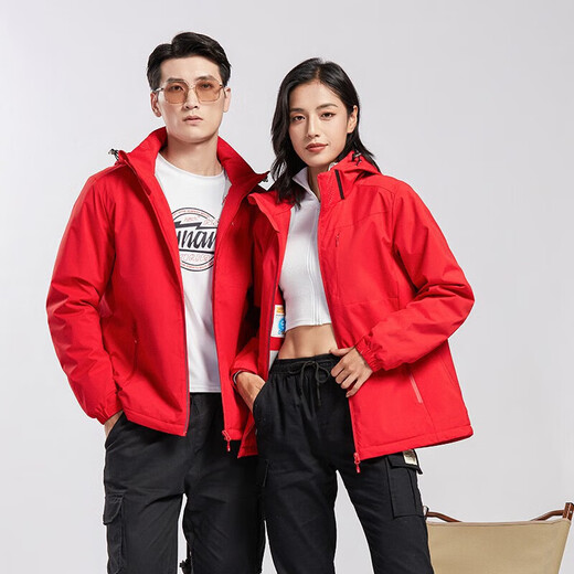 Woodpecker (TUCANO) plus velvet integrated jacket for women, single-layer outdoor autumn and winter mountaineering jacket jacket warm soft shell windbreaker 9930S Chinese red-woman [solid color] XL