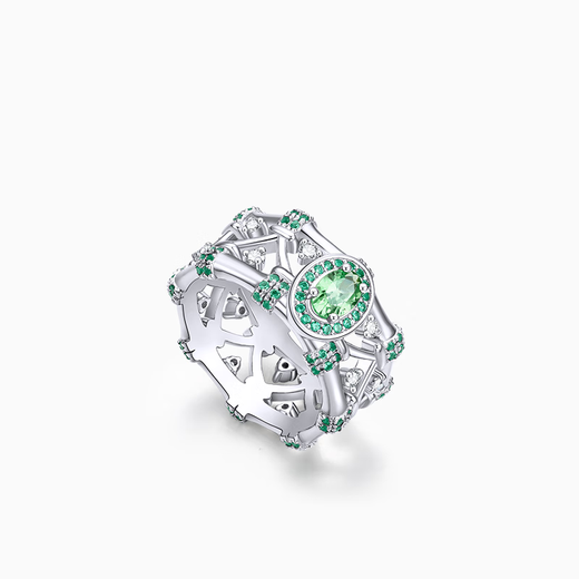 Yingxin Zhang Yuan 925 silver gemstone tsavorite ring women's bamboo-shaped ring-like bamboo braided ring 11-120 carats