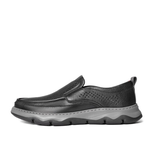 Belle Casual Shoes Men's Men's Summer Coue Cuir Punchable Business Business Casual Chaussures A1509BM3 Black 40