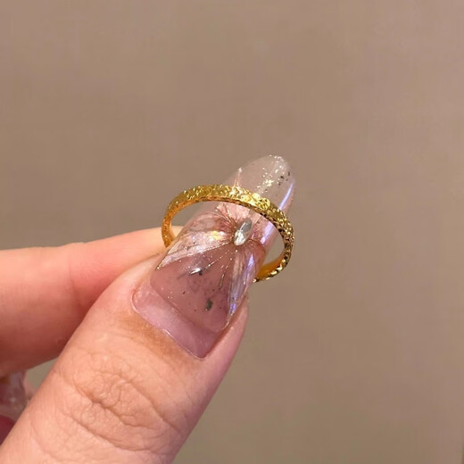 DL 1998 Fat Donglai same style 18k gold crushed ice ring Star Girl Ring 2024 new fashion light luxury ring yellow l gold crushed ice ice No. 6