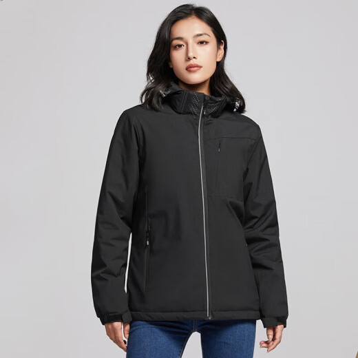 啄木鸟（TUCANO）加绒一体冲锋衣女男单层户外秋冬登山服外套夹克外套保暖软壳风衣 9930S曜石黑-女【纯色】 4XL
