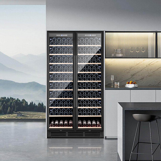 Bacchus red wine cabinet 250 bottles thermostatic wine cabinet home commercial club office built-in integrated double-door double-control tea cabinet refrigerated wine storage cabinet high-end air-cooled frost-free YC710 dual temperature - full beech wood frame - 1.91m high 250 bottles