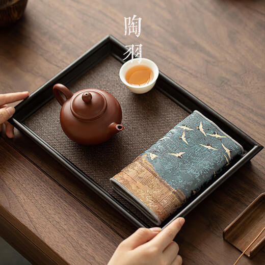 Pottery feather suede tea towel tea cloth tea table towel rag light luxury Chinese absorbent pot towel tea mat kung fu tea set accessories porcelain brocade tea towel Ruihe Tu