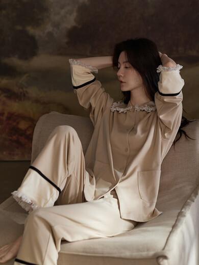 同语（TONGYU）睡衣女莫代尔棉春秋季长袖家居服女士时尚可外穿新款宽松套装 女士M3884 L 165