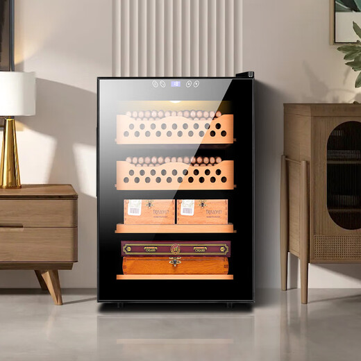 CIGARLOONG 50C1 cigar cabinet constant temperature and humidity cabinet Spanish cedar wood mellow energy-saving silent home embedded smart small mini cigar red wine cabinet constant temperature and humidity control 50C - full cigar model temperature control and moisturizing
