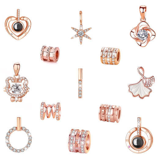 Fat Donglai same style 18k pendant single pendant single female silver necklace color gold pendant without chain 18K rose gold color gold silver charming small waist-rose gold