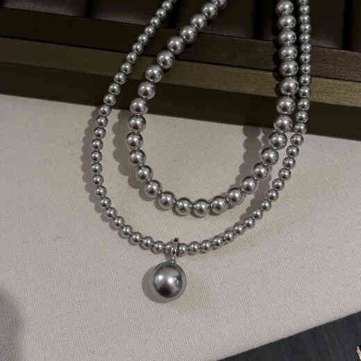 Junbushi Austrian strong light single silver gray pearl pendant buckle S925 sterling silver necklace simple and high-end female sterling silver Australian white 12mm necklace 40+5CM