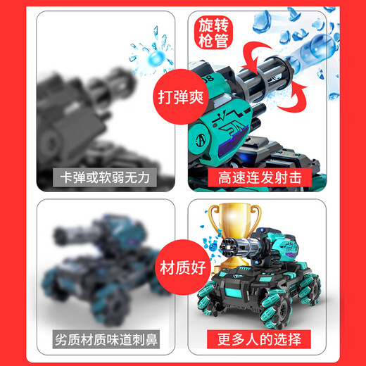 儿童手势感应遥控机甲可发射水弹坦克玩具手感表扭变特技四驱汽车 【主图款】漂移轮宝蓝黑【手柄】 【单电标配版】