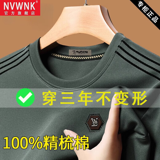 Nvwnk para hombres de cuello redondo para hombres y sudadera de otoño Camiseta de manga larga Camiseta sin piloto Camiseta de algodón sólido Top 6625 Verde (modelo) Regular 2xl 180 Recomendado 145-160Jin [Jin equivale a 0.5 kg]