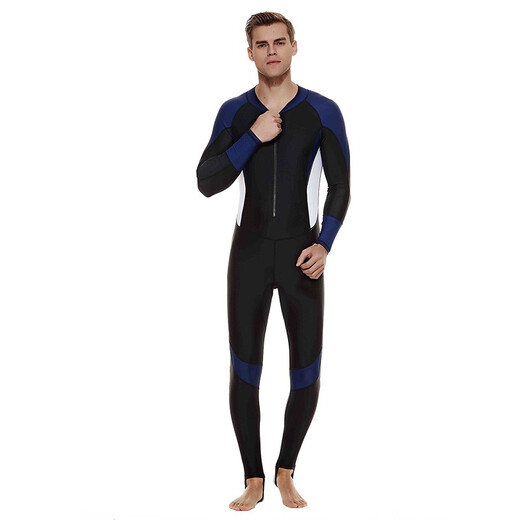 Shark Bart Men's Thin Material One-piece Swimsuit Jellyfish Suit Wet Suit Men's Snorkeling Equipment Surf Suit 1330 Gray with Black and White XXL