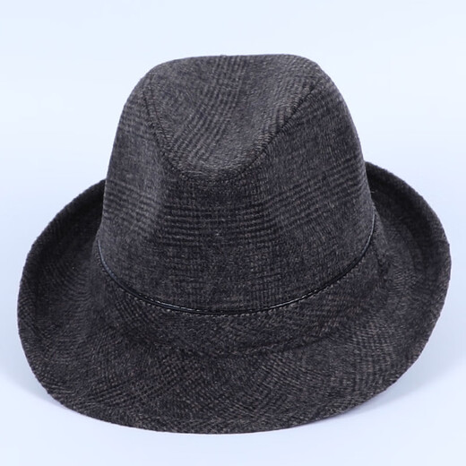 Autumn and winter men's top hat British retro jazz hat outdoor dad to keep warm middle-aged and elderly spring and autumn elderly hat men dark gray 58 cm