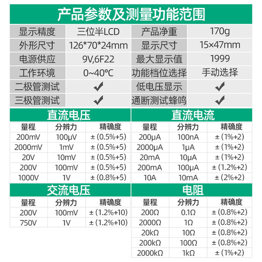 XMSJ定制数字万用表自动家用维修多功能电工表 DT9205A
