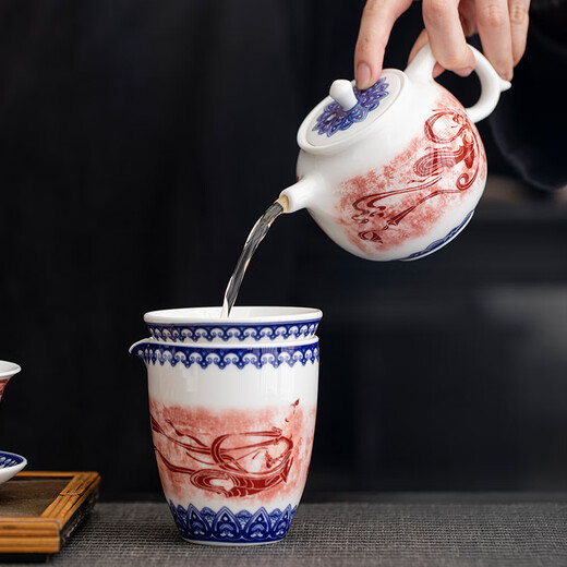 器氏羊脂玉瓷功夫茶具套装敦煌飞天2024茶杯陶瓷盖碗办公室会客 9274-颜紫山羊脂玉瓷敦煌飞天