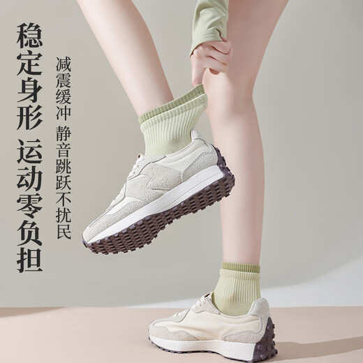 杜威克瑜伽袜子专业防滑女薄款室内健身减震普拉提运动假两件短袜3双装