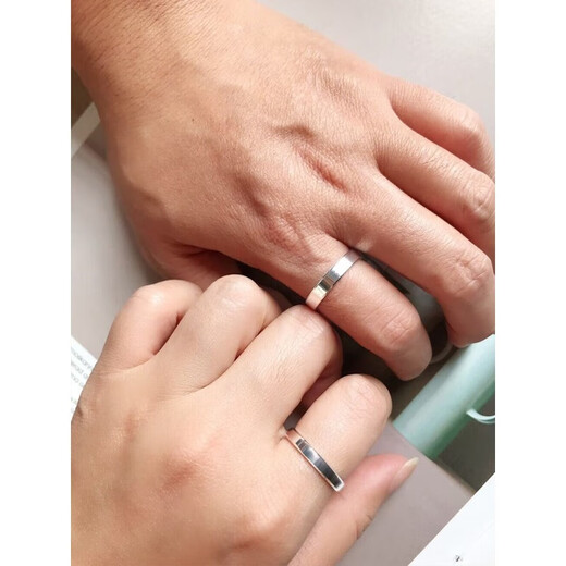 Jinshitong Lao Phoenix Gold Store 999 sterling silver ring women's plain ring men's couple ring closed index finger simple Chinese Valentine's Day gift flat 3mm closed ring No. 8