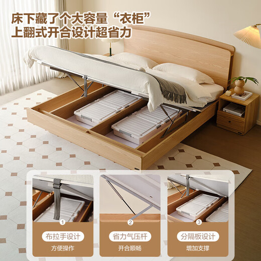 
Quanyou (QUANU) Home Double Bed 1.8x2m Log Style Bedroom Furniture 1.5m Single Bed Modern Simple Bed Headband Storage Bed Suspension 1.8*2m Bed + 69 Mattress