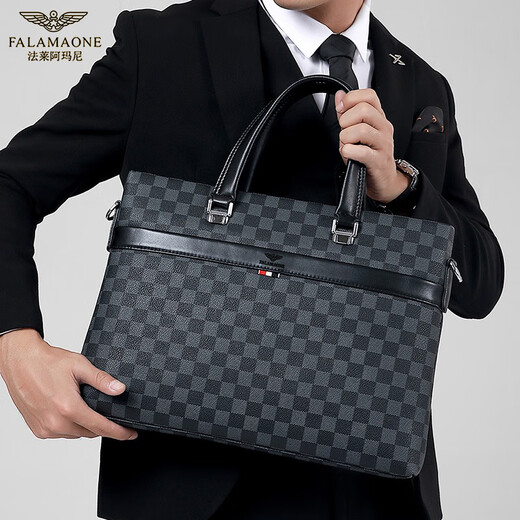 法莱阿玛尼（FALAMAONE）品牌公文包商务包男士手提包牛皮高档电脑包生日礼物送老公男友 GW415 通勤风15.6英寸