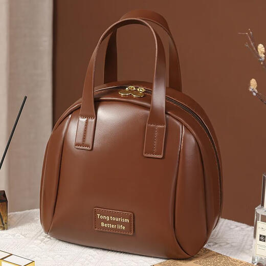 Vinoya Makeup Bag Makeup Large Capacity Storage Portable New Travel Handheld Washing Cosmetic Storage Bag Brown Large 23*9*20cm