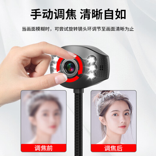 动感者电脑摄像头高清1080P 内置麦克风 台式机笔记本USB免驱外置 学习网课办公直播带补光视频摄像头  480P 【内置麦克风+补光功能】