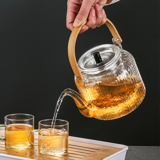 Lekali teapot glass handle kettle tea water separation tea kettle steaming electric ceramic stove can be used as a kettle around the stove to make tea tea set wheat ear handle kettle steaming double inner pot 1100ml