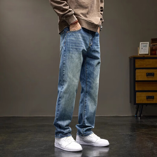 Jeep Spirit Original Jeep High-End-Jeans Männer 2025 Sommer Dünne Wash losen gerade vielseitige Freizeithosen Männer 673 Blau reguläre Größe 36 Taille 2 Fuß 8 für etwa 170-182 Jin [Jin gleich 0,5 kg]