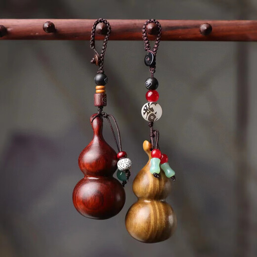 Rosewood kleiner Kürbisauto Schlüsselbund Anhänger für Männer und Frauen grünes Sandelholz Anhänger Kette Paar Bag Hängende Ornamente Geschenk Red Sandelholz Schlüsselbund Gürne 1