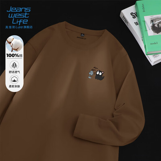 JEANSWEST LIFEJEANSWEST pure cotton long-sleeved t-shirt for men, youth heavyweight casual style bottoming shirt, outer wear t-shirt sweatshirt for men