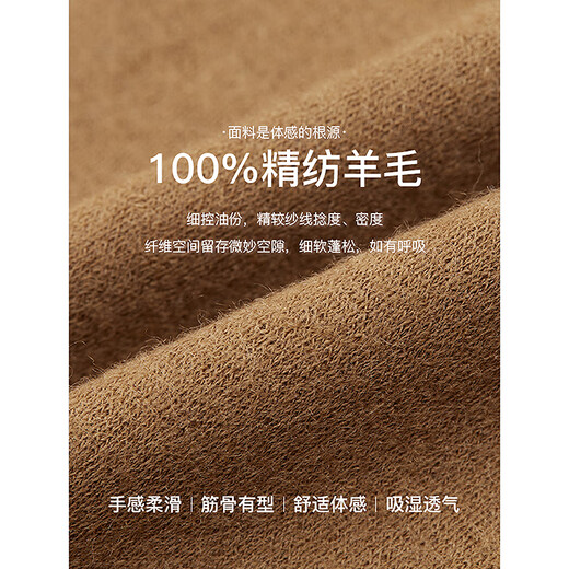 Langzi retro double-breasted pure wool suit top, high-end fashionable winter new professional suit jacket, camel S