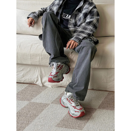 ZLZP daddy shoes for men and women with different pupils, cat-eye shoes for men, 2025 autumn new thick-soled heightening breathable casual sports shoes, black and white panda counter flagship, different pupils 42