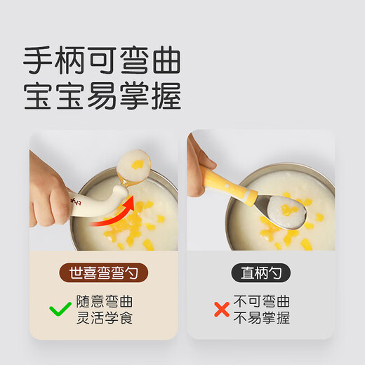
Shixi Spoon Bend Training Spoon Fitness Spoon Baby Eating Training Spoon One Year Old PPSU Portable Children's Tableware Bend Training Spoon