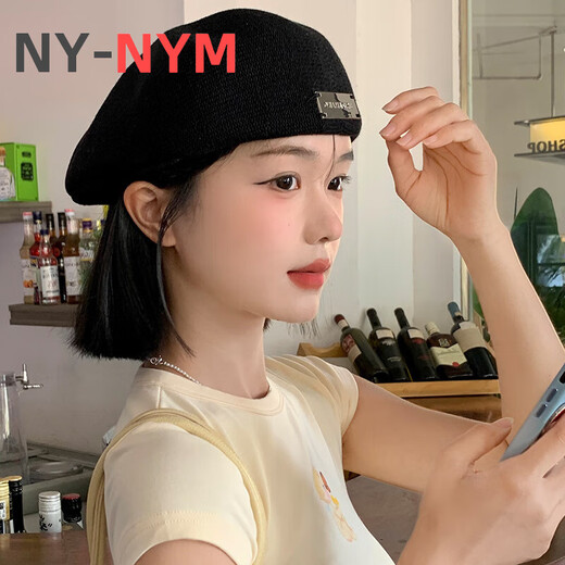 NY-NYM Black Beret Frauen dünne britische im Internet im Internet im Außertaghut Casual Newspaper Jungen Maler Hut rückwärts Stürmer Hut Beige Forward Hut [Four Seasons Style] Gleiche Größe