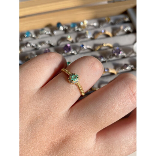 Muchin s925 silver inlaid with colored gemstones, citrine, amethyst, aquamarine, emerald ring with live opening, tanzanite 2-luxury setting with super sparkle