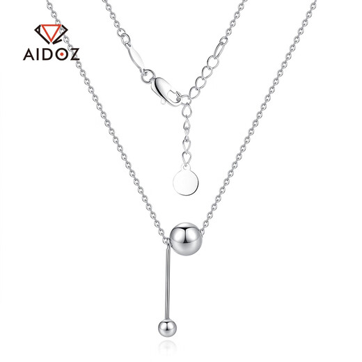 Aido diamond pt950 platinum necklace for women platinum with ball Bing fashion set chain tassel pendant gift for girlfriend weight 4.7-4.9g length 43+3cm