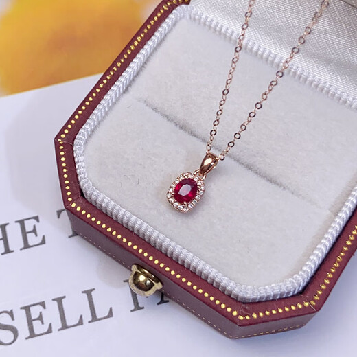 Iba 0.35 carat pigeon blood red ruby pendant 18K gold inlaid with colored gemstones necklace as a birthday gift for girlfriend 0.35 carat single pendant free silver necklace in stock
