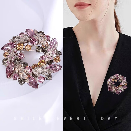 Best selling in the Swiss jewelry industry, high-end exquisite Bauhinia flower, high-end women's brooch, temperament, luxurious corsage, anti-exposure, suit jacket decoration, green