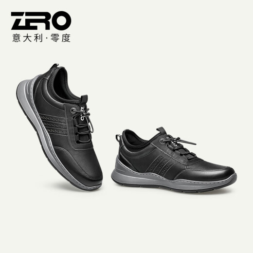 零度【休闲皮鞋 断码捡漏特价】Zero男鞋休闲鞋真皮男士轻便柔软 R12532黑色 38