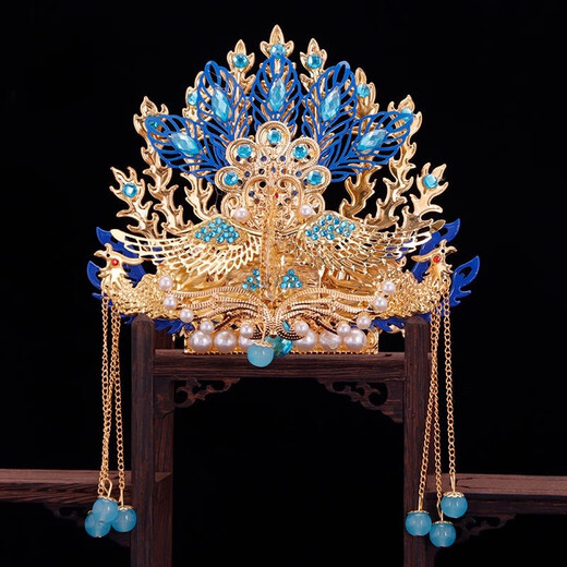 DL 1998 Fat Donglai same style phoenix crown Xia pei head crown phoenix crown headdress black old lady 12 inch headdress empress phoenix crown god hat hat red phoenix crown