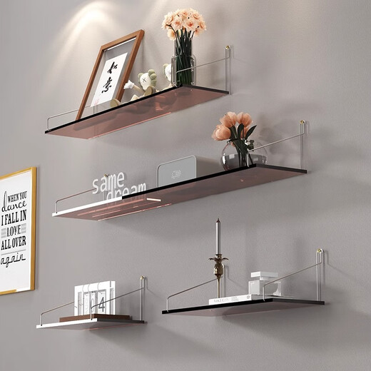 Nifeng acrylic wall shelf one-word partition bedroom living room no punching wall-mounted transparent internet celebrity decorative shelf transparent 15*30