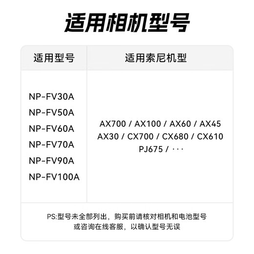 沣标（FB）NP-FV100A/FV70A索尼Type-C直充摄像机电池AX700 AX100 AX60 AX45 AX30 CX700 CX680 CX610 PJ675 【单块装】NP-FV100