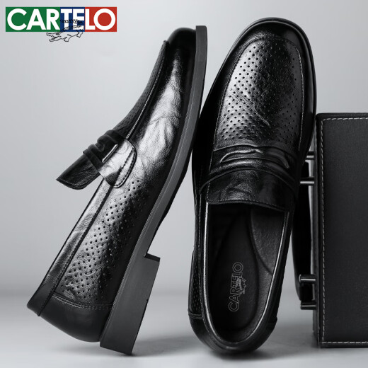 Zapatos de cuero de Cartelo para hombres zapatos casuales de negocios transpirables en verano