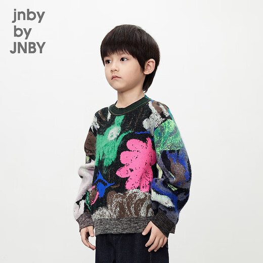 jnby by JNBY江南布衣童装绵羊毛长袖套头毛衣OVERSIZE春男女童儿童1O1311890 090/黑色系多彩混杂色 130 cm