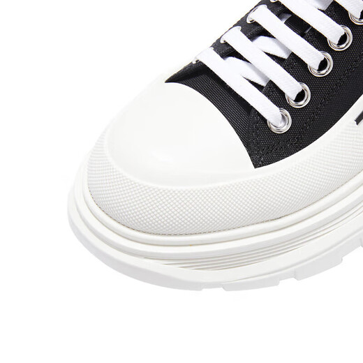 Alexander McQueen gift AMQ women's black/white canvas thick-soled lace-up boots 697072 W4AAQ 1070 36