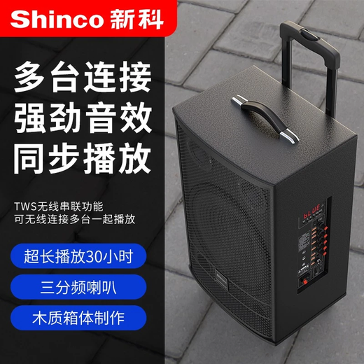 Xinke T30 high-power heavy bass square dance audio mobile home outdoor karaoke Bluetooth pull rod portable speaker amplifier with wireless microphone 15 inches + three-way + dual microphones