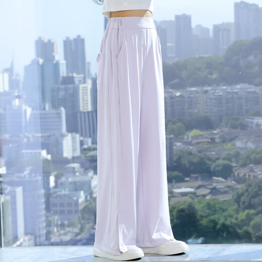 Yoyo One (Yoyo One) Girls 'Hosen Sommerdünnstil Kinder Sommer Neue Ice Seiden-Sonnenschutzhose Mädchen Sommerkleidung Moskito-Sicht mit mittlerem Hose mittelgroße Kinder 15092 Lila + 9889 Weiß 150 cm
