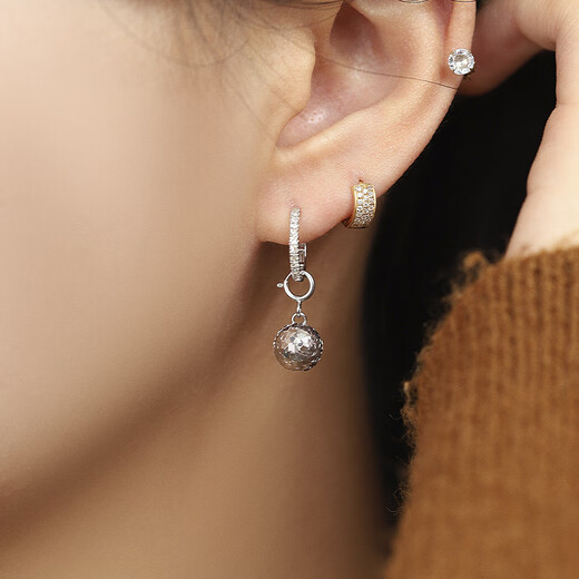 Changju 18K gold crushed ice fish scales engraved flashing gold ball drop pendant casual versatile necklace earrings light gold in stock