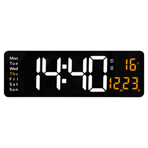 Clcey 16 Zoll großer Bildschirmfunktion Display Takt Nordische digitale Uhr Einfache Wohnzimmer Wanduhr LED WALL TEICHTE TEMPERT (13 Zoll) 6629 Pink Light