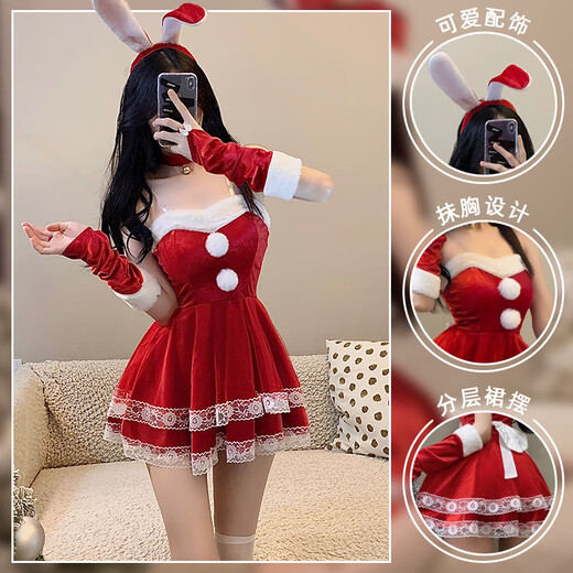 Wen Shiou Weihnachten sexy Bunny Girl Pyjamas für frei von reine Verlangen Uniform Versuchung auf Bett Sex Passion Winteranzug Neujahr Rabbit Set Pulver + 9756 Hohlnetzanzug M Vorschlag 80105jin [Jin gleich 0,5 kg]