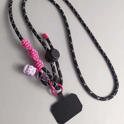 Wanjiazhen teléfono móvil Lanyard Crossbody Costa de cabello ajustable Carrera de cuello móvil Correa Correa Correa oblicua colgante colgante Decoración colgante colgante Anti-perdido Patch Clip de parche Clave colgante Cadena colgante Estilo de cuerpo cruzado [Rayas negras] Ajuste de espiral Cordera trenzada + con colgante + clip negro
